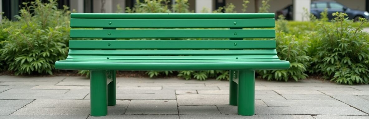 Banc public en mobilier urbain fabriqué à partir de mégots recyclés