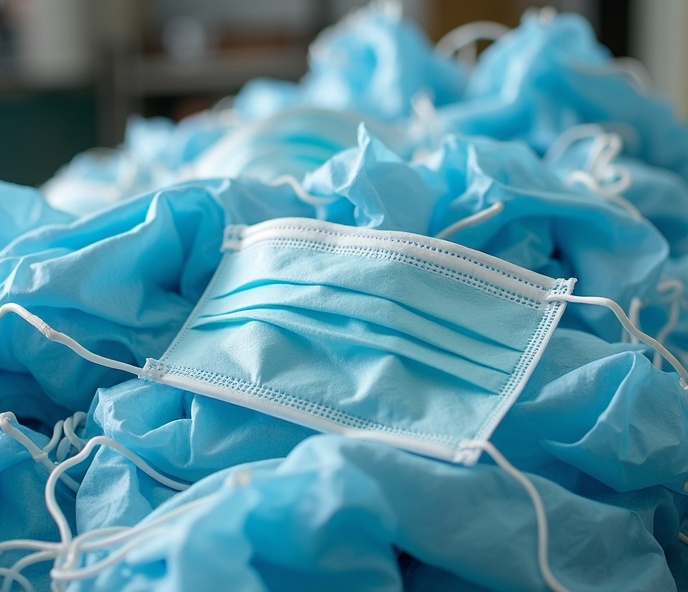 Masques chirurgicaux jetables usagés à recycler