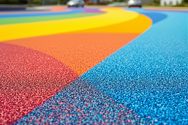 Revêtement de sol sportif multicolore issu du recyclage d'EPI