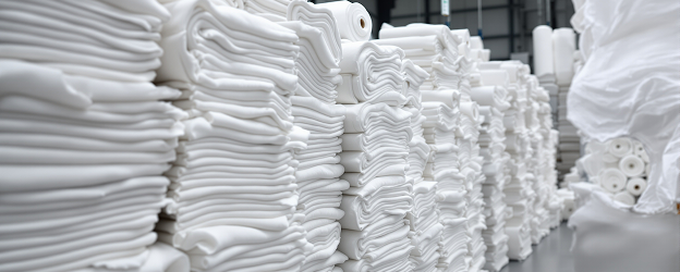 Piles de textiles professionnels blancs prêts pour la filière d'effilochage